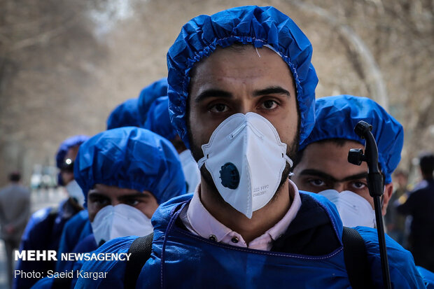 Disinfecting public places in Mashhad against COVID-19
