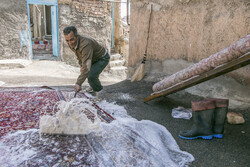 Carpet cleaning on eve of Nowruz in Tabriz