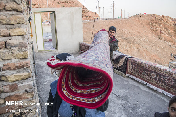 Carpet cleaning on eve of Nowruz in Tabriz