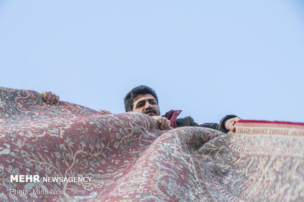 Carpet cleaning on eve of Nowruz in Tabriz