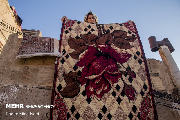 Carpet cleaning on eve of Nowruz in Tabriz