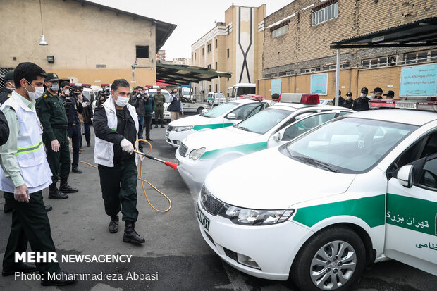 تہران میں پولیس کے مراکز میں اسپرے کی مہم جاری