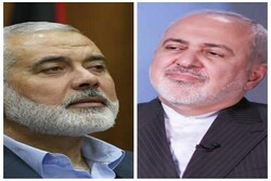 Minister of Foreign Affairs of the Islamic Republic of Iran Mohammad Javad Zarif and Hamas’ Political Bureau Chief Ismail Haniyeh