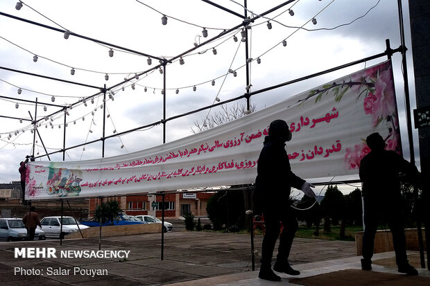 Decorating hospitals in Mianeh to appreciate medical staff