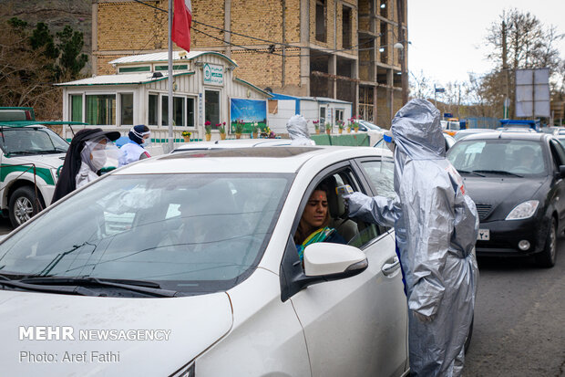 Screening test of passengers on Chalous Rd. amid coronavirus outbreak