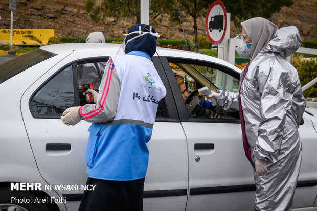 Screening test of passengers on Chalous Rd. amid coronavirus outbreak