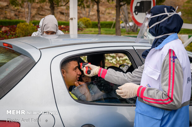 Screening test of passengers on Chalous Rd. amid coronavirus outbreak