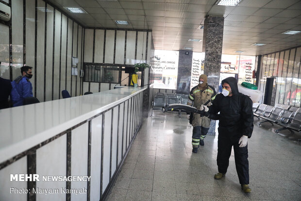 Bus terminal, residential sites in east Tehran disinfected