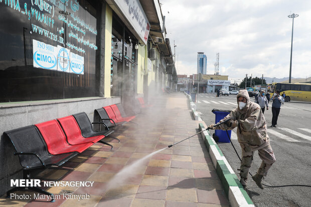 Bus terminal, residential sites in east Tehran disinfected