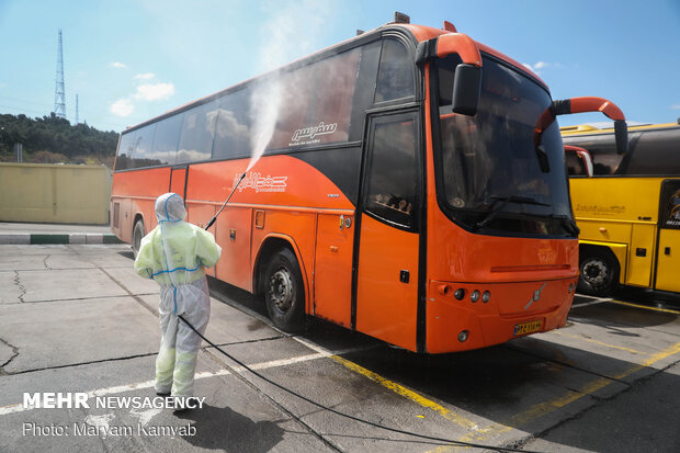 Bus terminal, residential sites in east Tehran disinfected