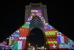 Video-mapping projection staged at Azadi Tower