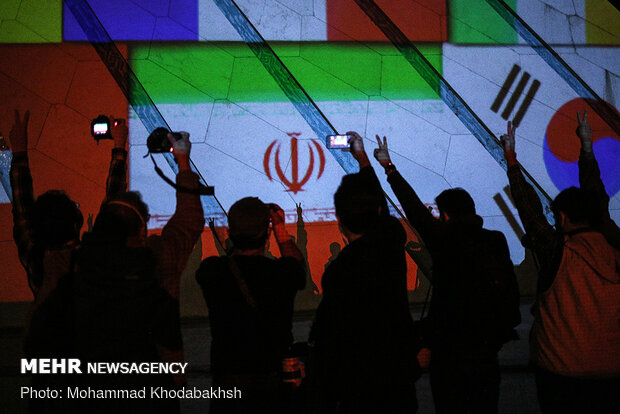 Video-mapping projection staged at Azadi Tower