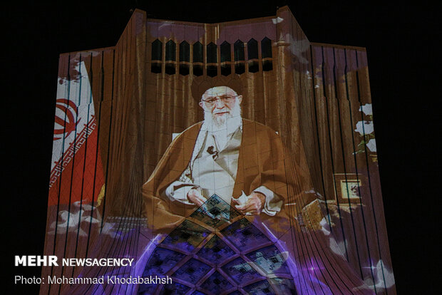 Video-mapping projection staged at Azadi Tower