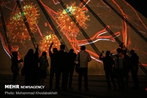 Video-mapping projection staged at Azadi Tower