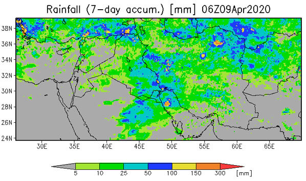 نقشه ماهواره ای بارش های فروردین منتشر شد