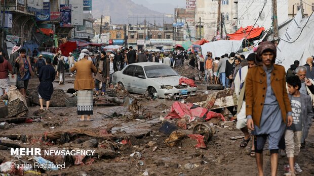 جاری شدن سیل در پایتخت یمن