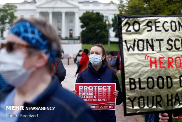 تجمع پرستاران مقابل کاخ سفید به دلیل کمبود امکانات