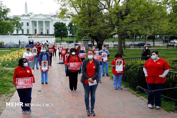 Beyaz Saray önünde ABD'li hemşirelerin koronavirüs protestosu