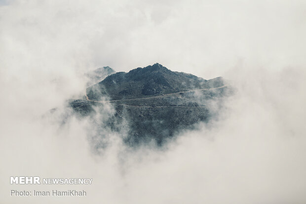 A road journey through clouds