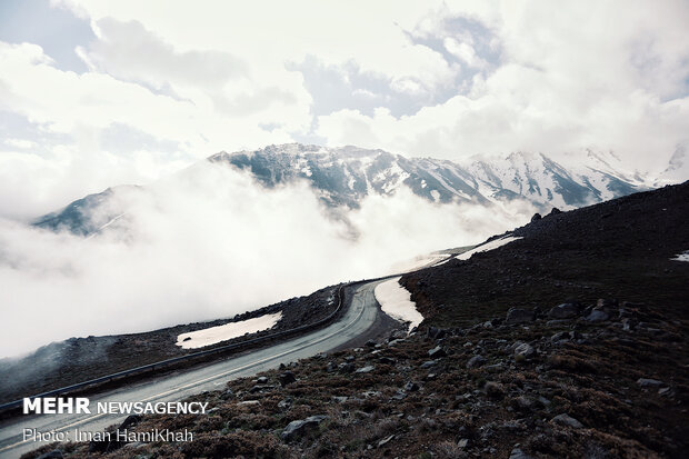 A road journey through clouds