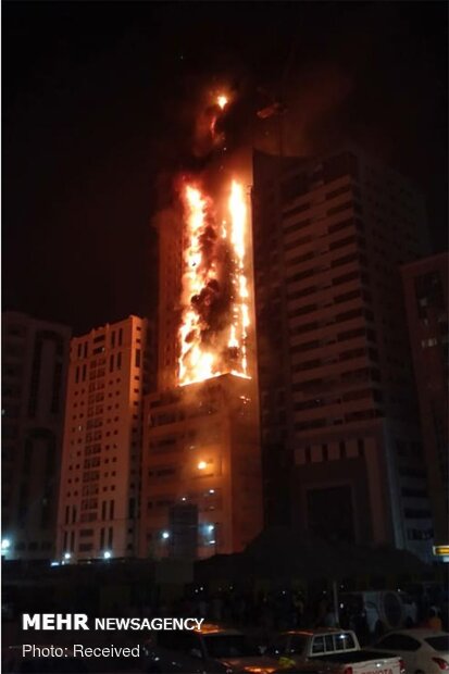 آتش سوزی در یکی از برج های امارات