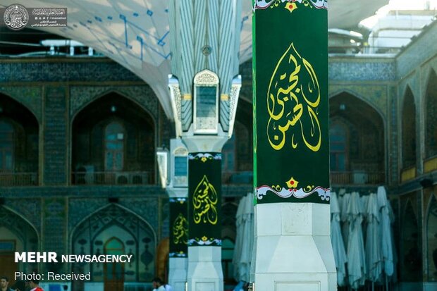 آذین بندی حرم علوی درآستانه ولادت امام حسن(ع)