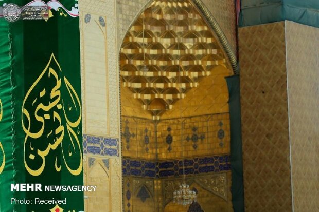 آذین بندی حرم علوی درآستانه ولادت امام حسن(ع)