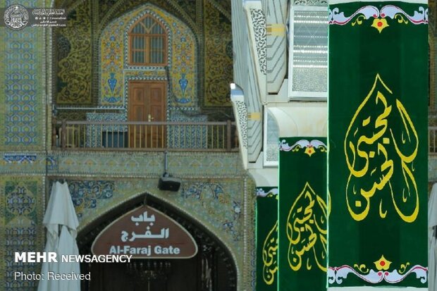 آذین بندی حرم علوی درآستانه ولادت امام حسن(ع)