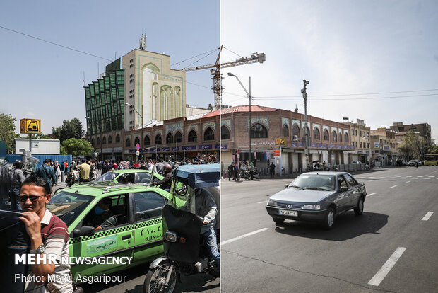 Tehran; 50 days earlier and now