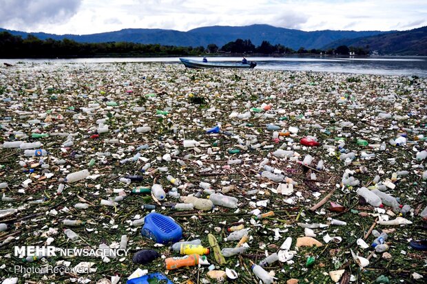 جمع‌آوری زباله‌های شناور در دریاچه "آتیتلان" گواتمالا