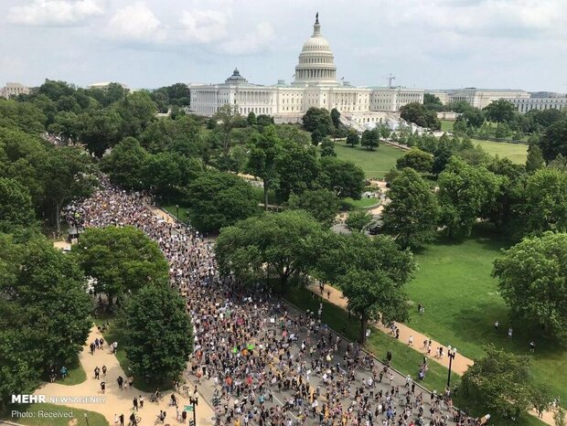 تصاویر هوایی از اعتراضات سراسری در آمریکا علیه تبعیض نژادی