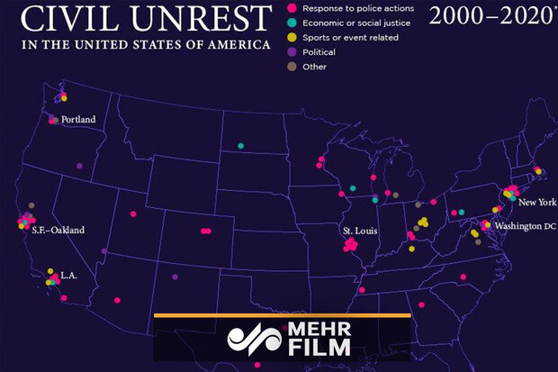 مقایسه ناآرامی ها در آمریکا از سال ۲۰۰۰ تا ۲۰۲۰
