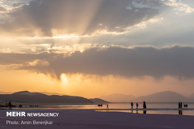 Maharlu Lake in "Pink color" with breathtaking views in Fars prov.