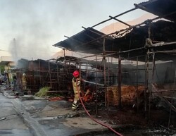 آتش سوزی در ۳۲ غرفه بازار گل امام رضا/ حادثه تلفات جانی نداشت