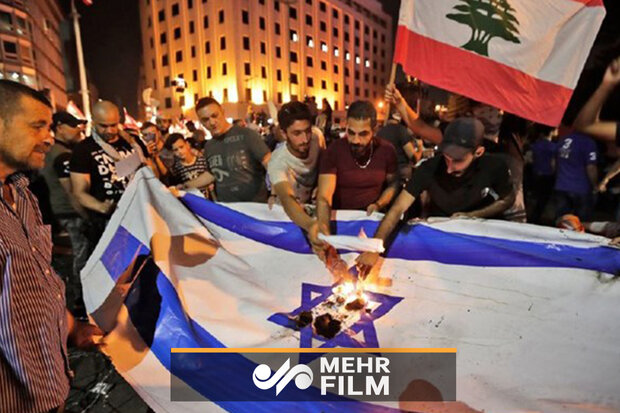 آتش زدن پرچم آمریکا و رژیم صهیونیستی در لبنان