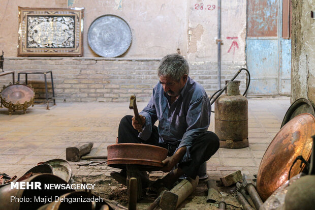 هنر مسگری در بازار سنتی یزد