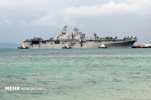 انفجار و آتش سوزی در یک فروند ناو جنگی آمریکا