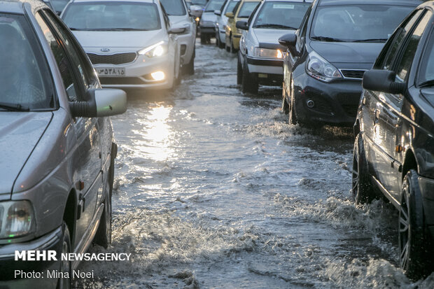 بارش باران در میگون به تعدادی خودرو خسارت زد