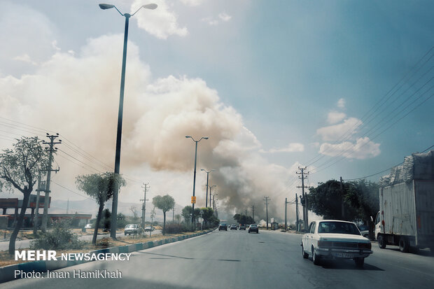 مهار آتش سوزی در مزارع جو اطراف قاسم آباد همدان
