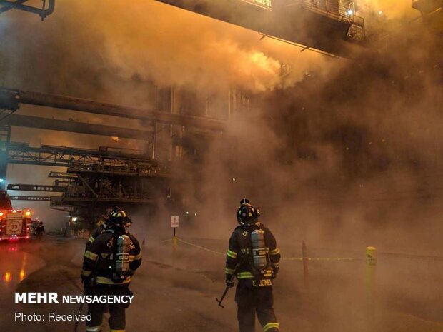 انفجار و آتش‌سوزی در کارخانه تولید فولاد آمریکا