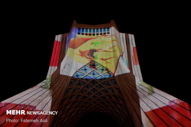 Lebanon's flag projected on Azadi Tower as sign of solidarity