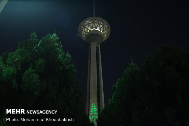 Tehran’s Milad Tower lit up with projection of Lebanon's flag
