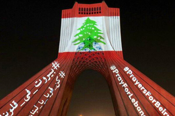 تہران میں آزادی ٹاور کولبنان کے پرچم سے سجا دیا گیا