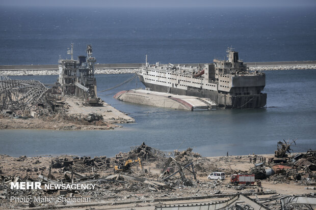 خسارت وارده به کشتی های پهلو گرفته در بندر بیروت