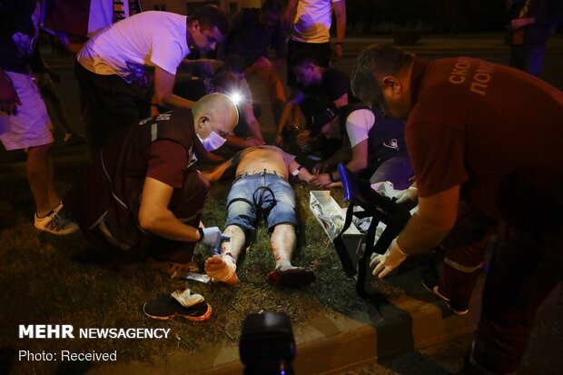 درگیری پلیس بلاروس با معترضان به نتیجه انتخابات