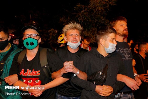 درگیری پلیس بلاروس با معترضان به نتیجه انتخابات