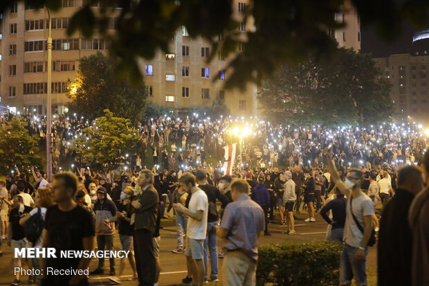 درگیری پلیس بلاروس با معترضان به نتیجه انتخابات