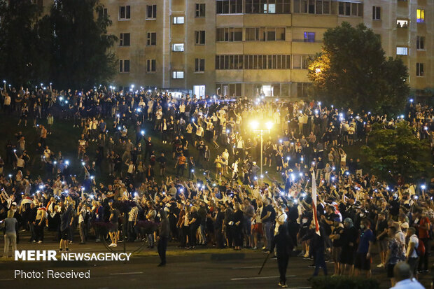 درگیری پلیس بلاروس با معترضان به نتیجه انتخابات