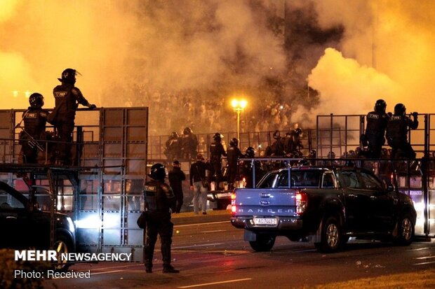 درگیری پلیس بلاروس با معترضان به نتیجه انتخابات