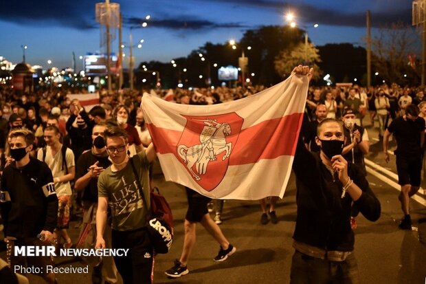 درگیری پلیس بلاروس با معترضان به نتیجه انتخابات